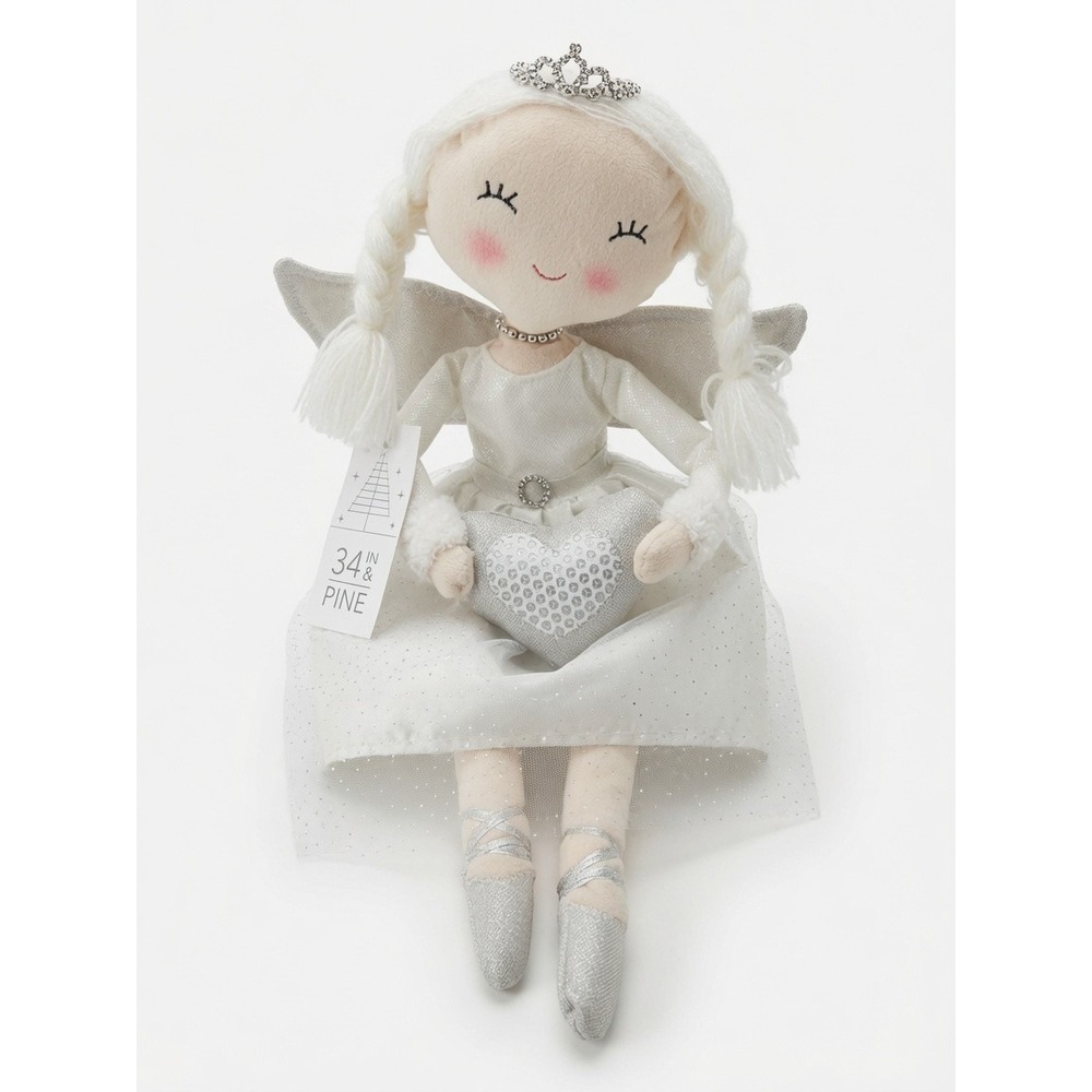 34th & Pine Snow Angel Ballerina Doll 21 Shelf Sitter Sparkle Heart White NWT